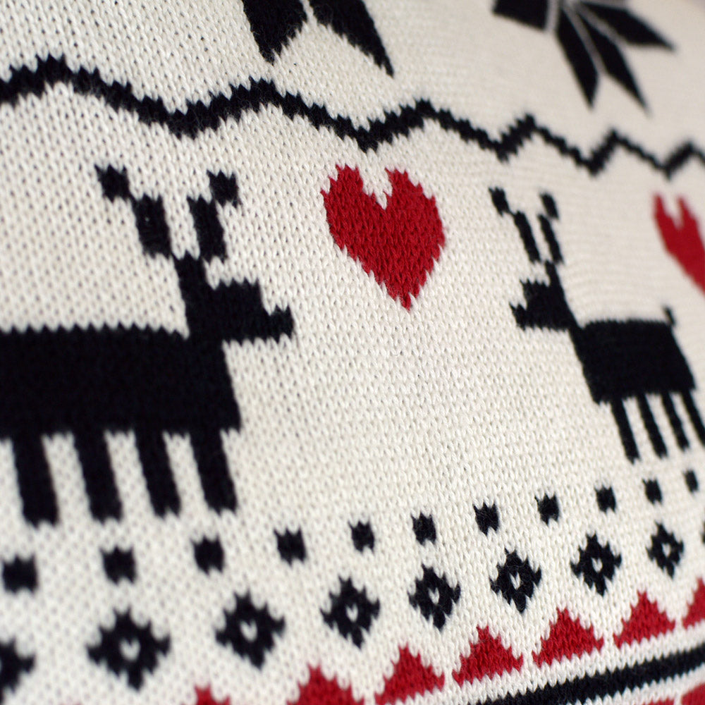 Classy Turtleneck Beige Organic Cotton Couples Detail Ugly Christmas Sweater
