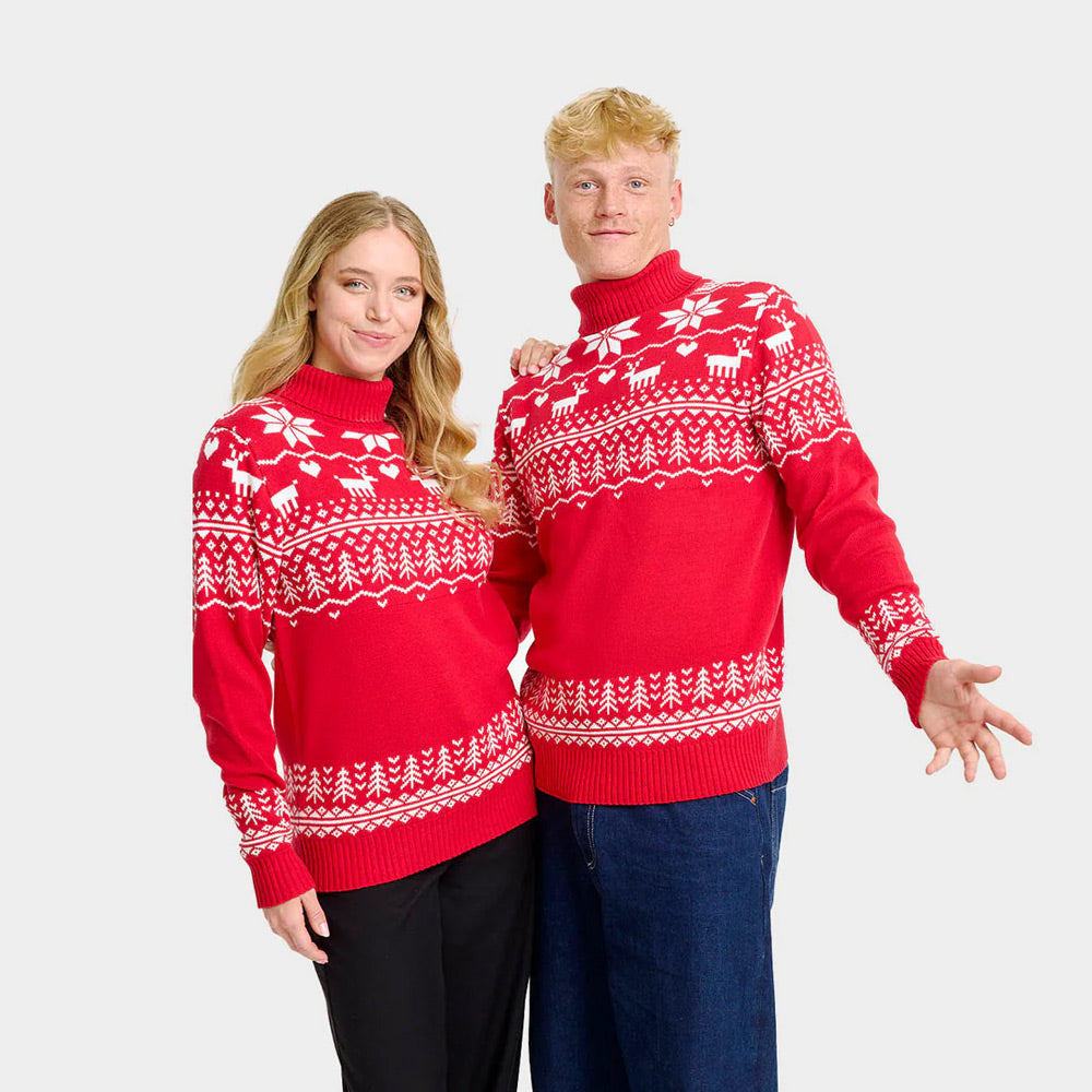 Classy Turtleneck Organic Cotton Couples Ugly Christmas Sweater Greenlandish
