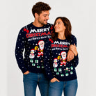 Couple Womens Ugly Christmas Sweater 'Merry Christmas and Happy New Year
