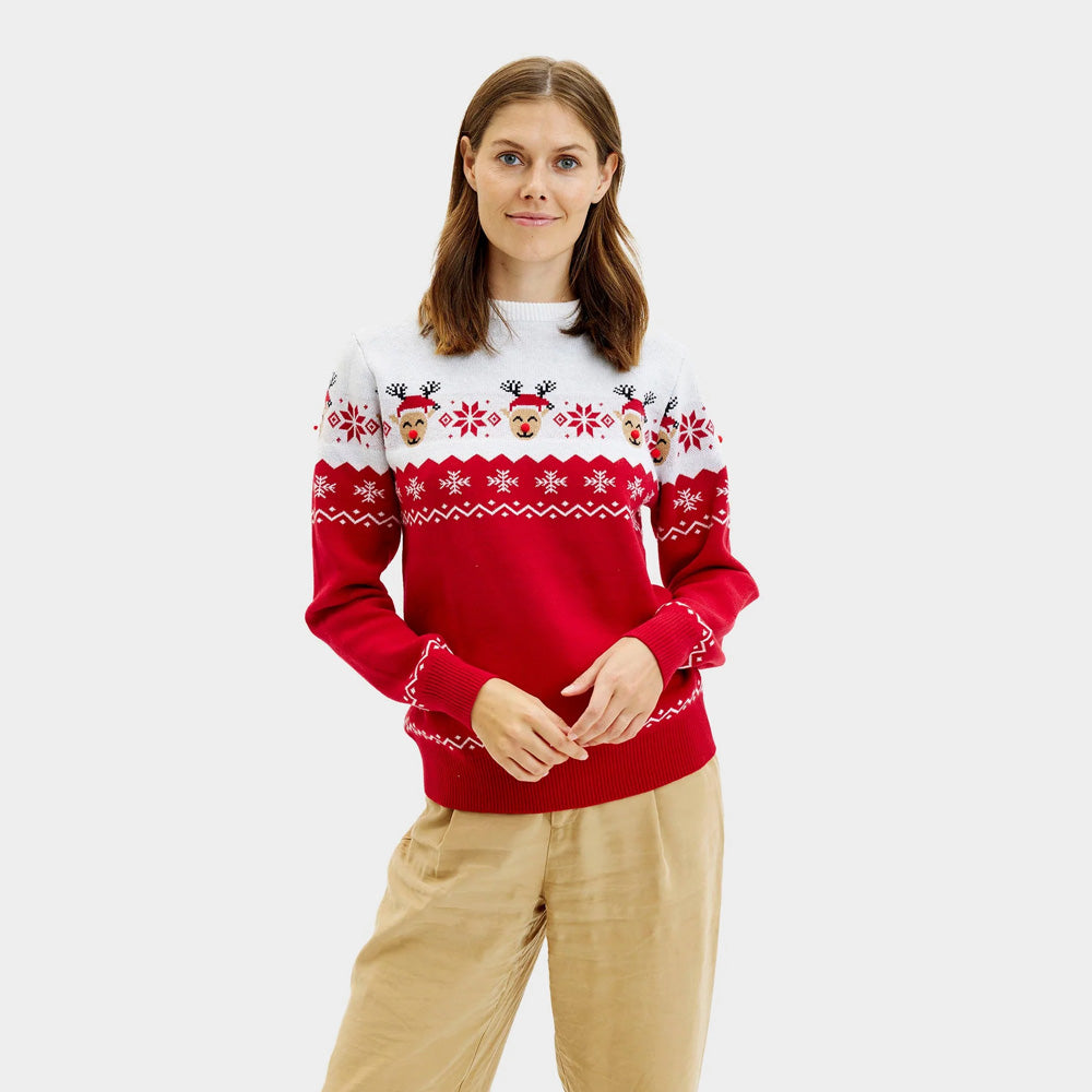Couple Ugly Christmas Sweater Adorable Reindeer women