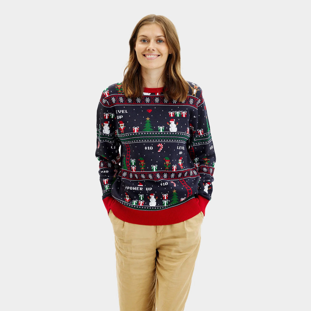Couples Ugly Christmas Sweater Vintage Gaming Women