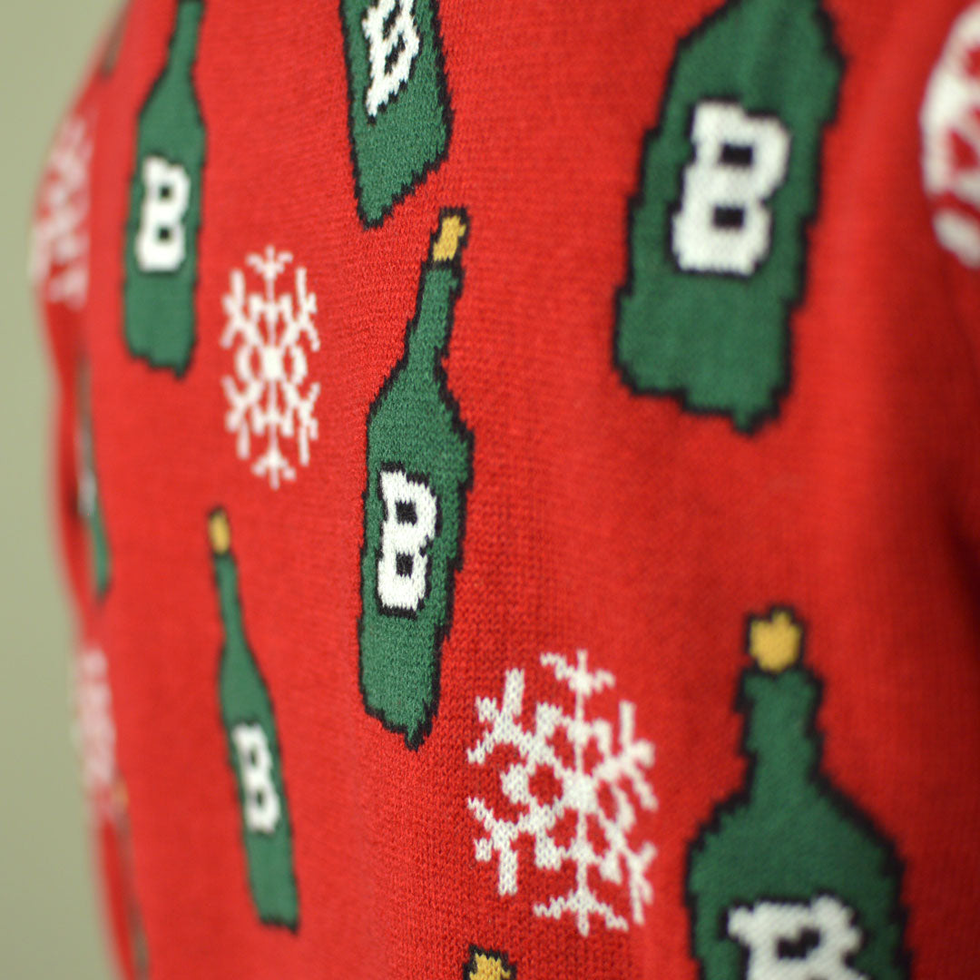 detail Couple's Ugly Christmas Sweater with Reindeer + Beer Opener