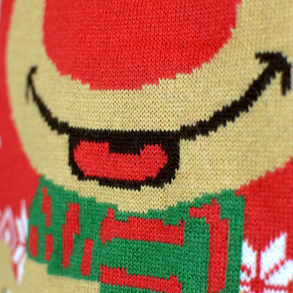 Red White Couples Ugly Christmas Sweater Reindeer with Scarf