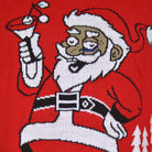 detail Couple's Ugly Christmas Sweater with Santa drinking a Martini