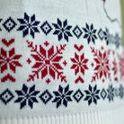 Couple's Ugly Christmas Sweater with Santa and Rudolph Smiling detail