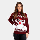 Womens Couple's Ugly Christmas Sweater with Sexy Snowman