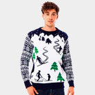 Couple's Ugly Christmas Sweater with Skiers Mens