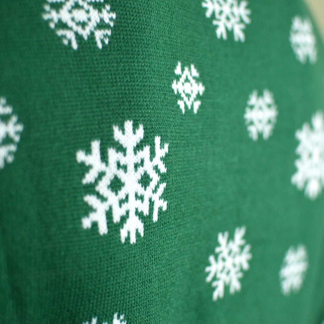 detail Green Couple's Ugly Christmas Sweater Holly Jolly with Sequins