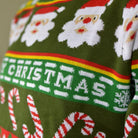 detail Green Men's Ugly Christmas Sweater with Santa and Gifts