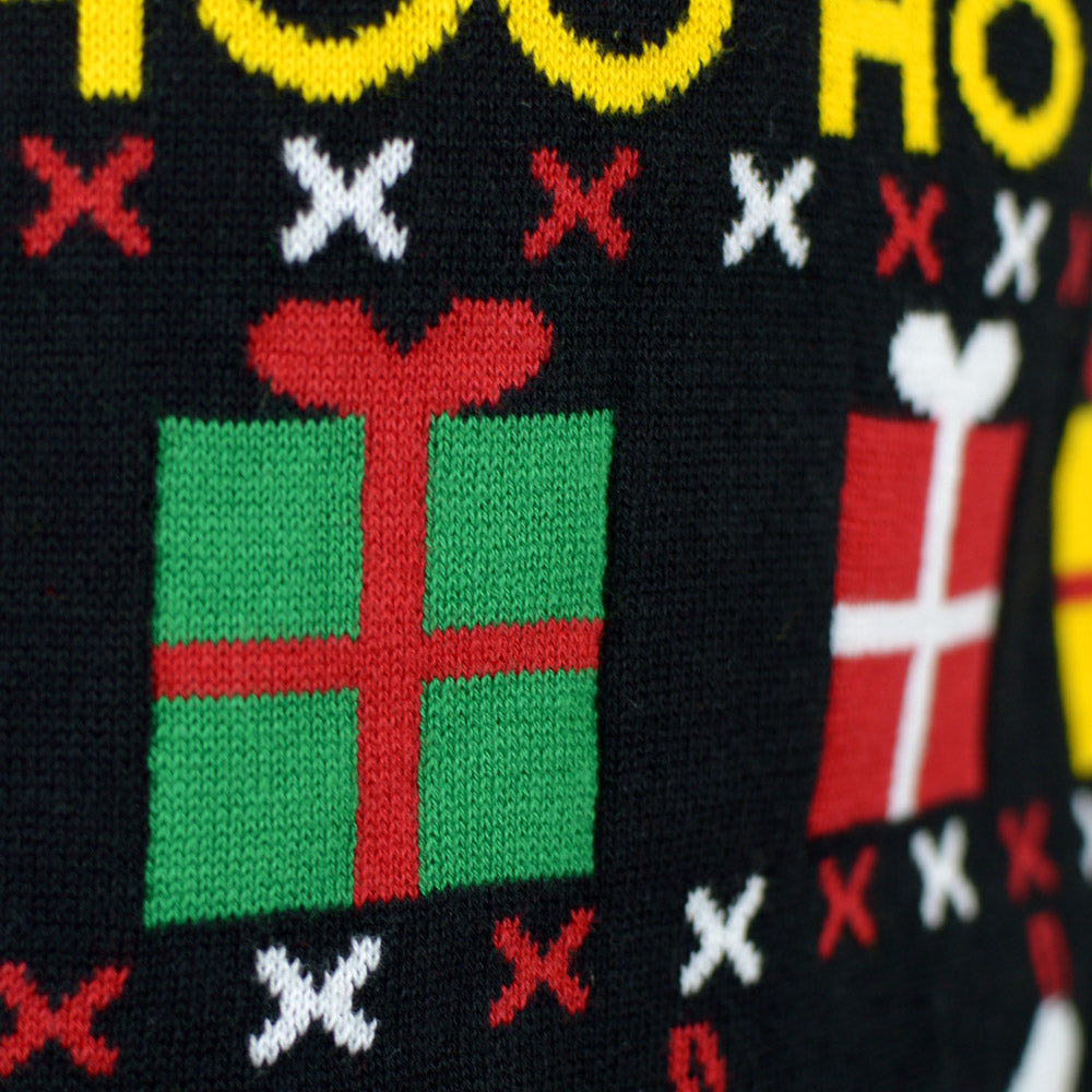 Organic Cotton Family Ugly Christmas Sweater Santa Gifts Snowmens Detail