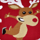 detail Red Couple's Ugly Christmas Sweater with Skating Reindeer