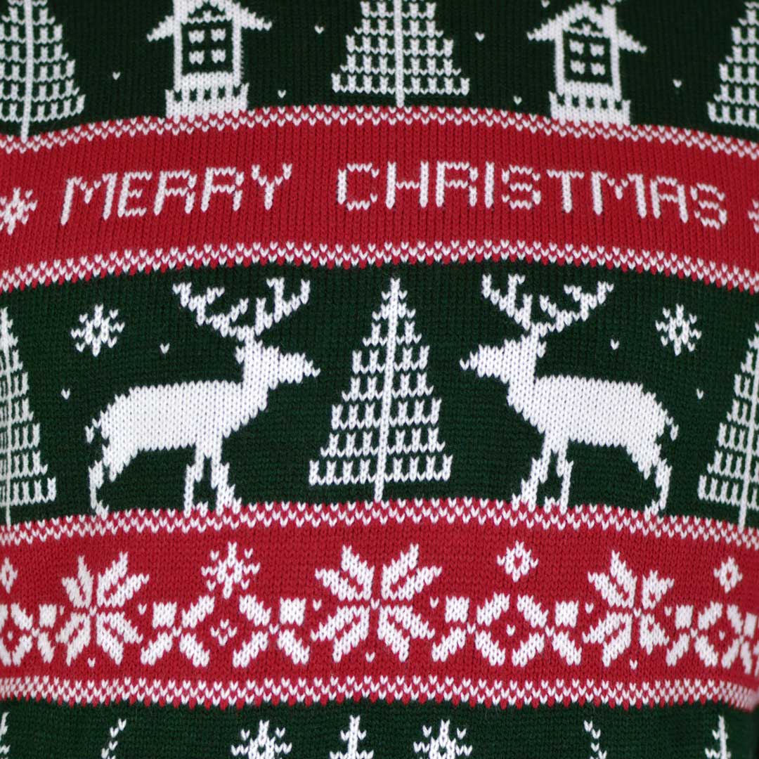 Red and Green Strips Men's Ugly Christmas Sweater detail