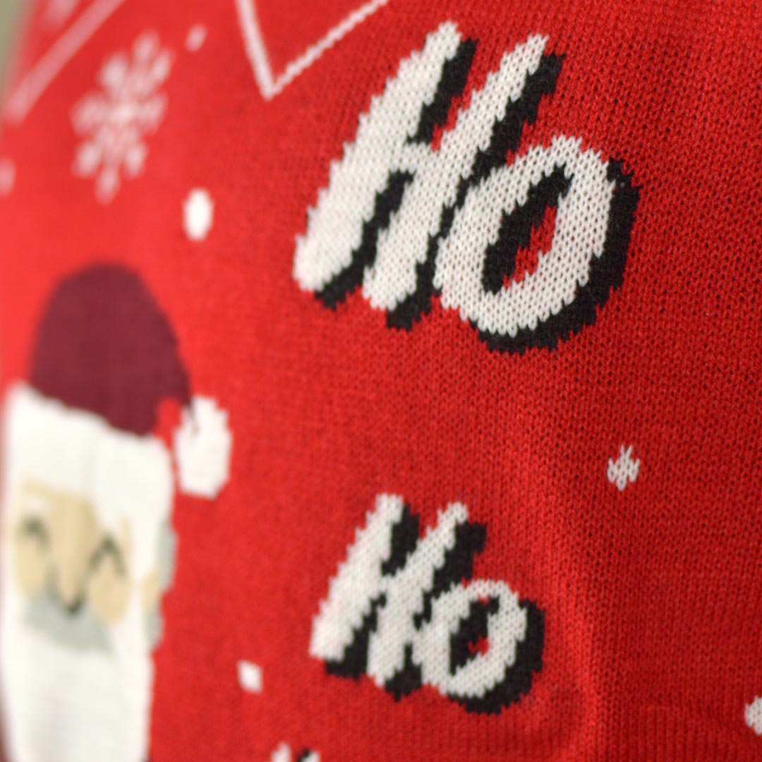 detail Men's Ugly Christmas Sweater with Santa Coming through the Chimney