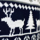 Womens Ugly Christmas Sweater with Reindeers and Trees Strips Detail
