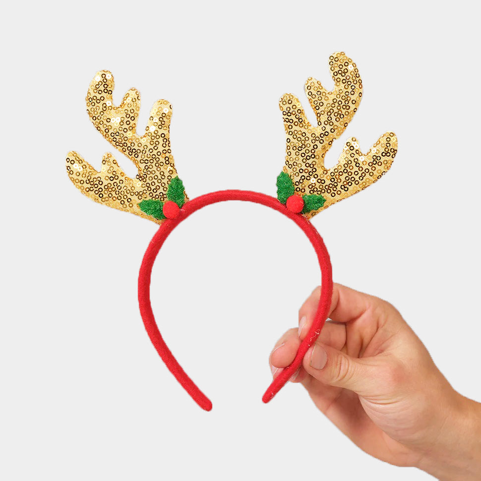 Golden Reindeer Ugly Christmas Headband