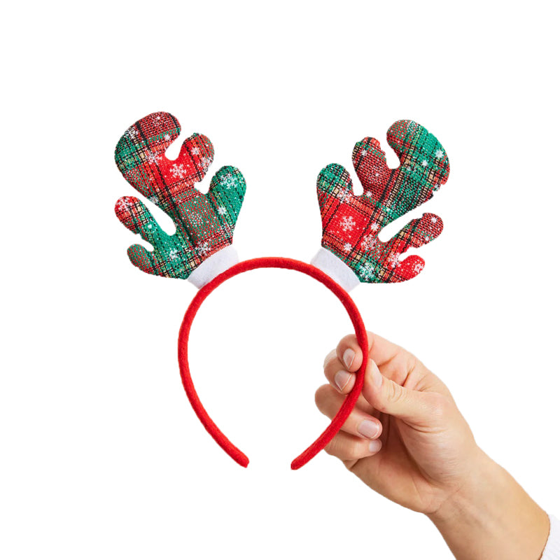 Tartan Reindeer Ugly Christmas Headband
