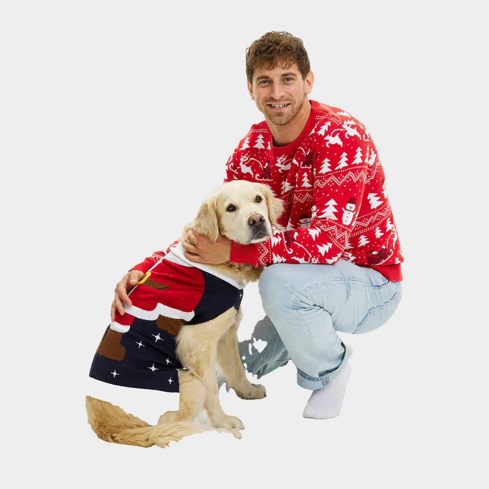 Dog Ugly Christmas Sweater Santa Suit men
