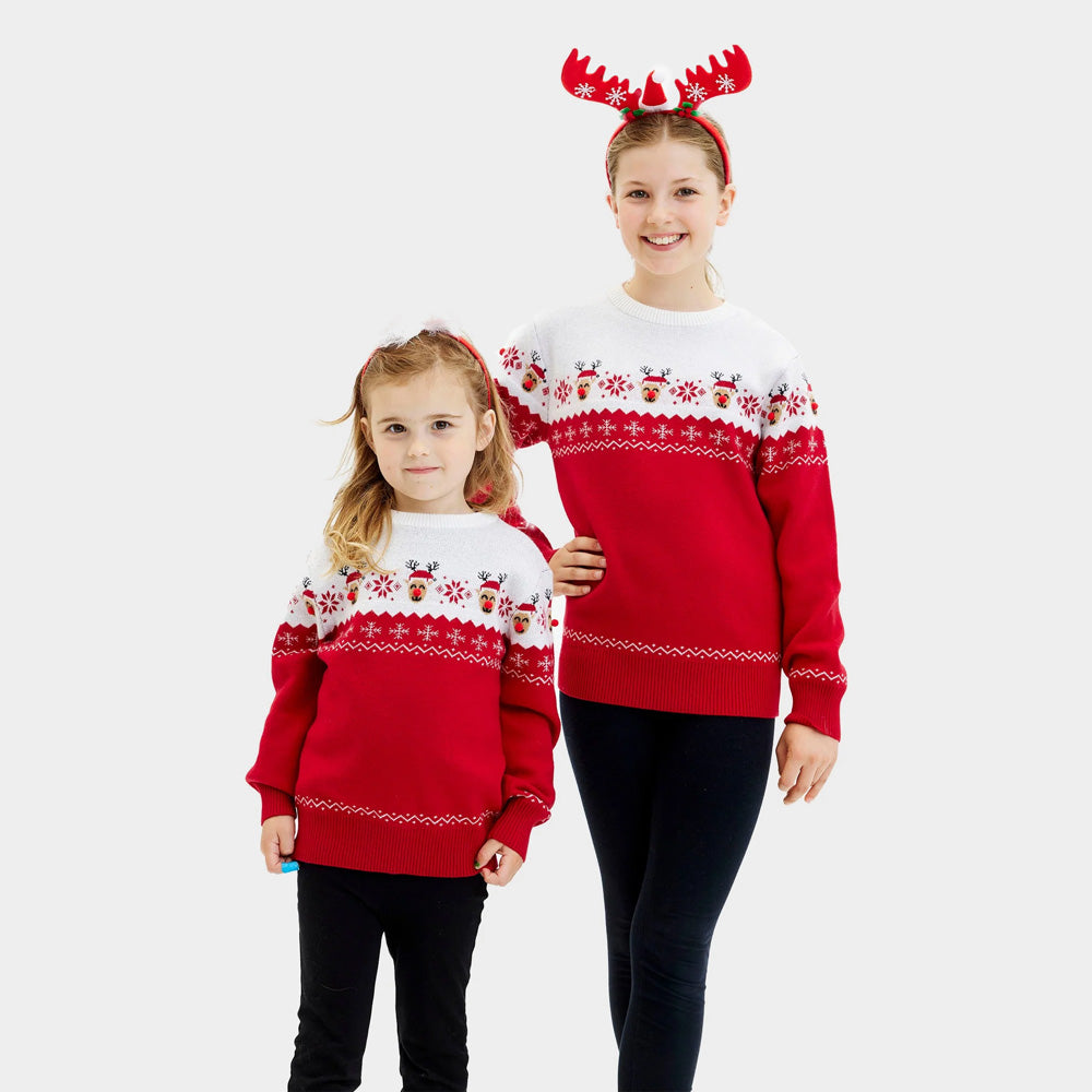 Family Ugly Christmas Sweater Adorable Reindeer girls
