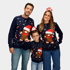 Gingerbread Family Blue Ugly Christmas Sweater