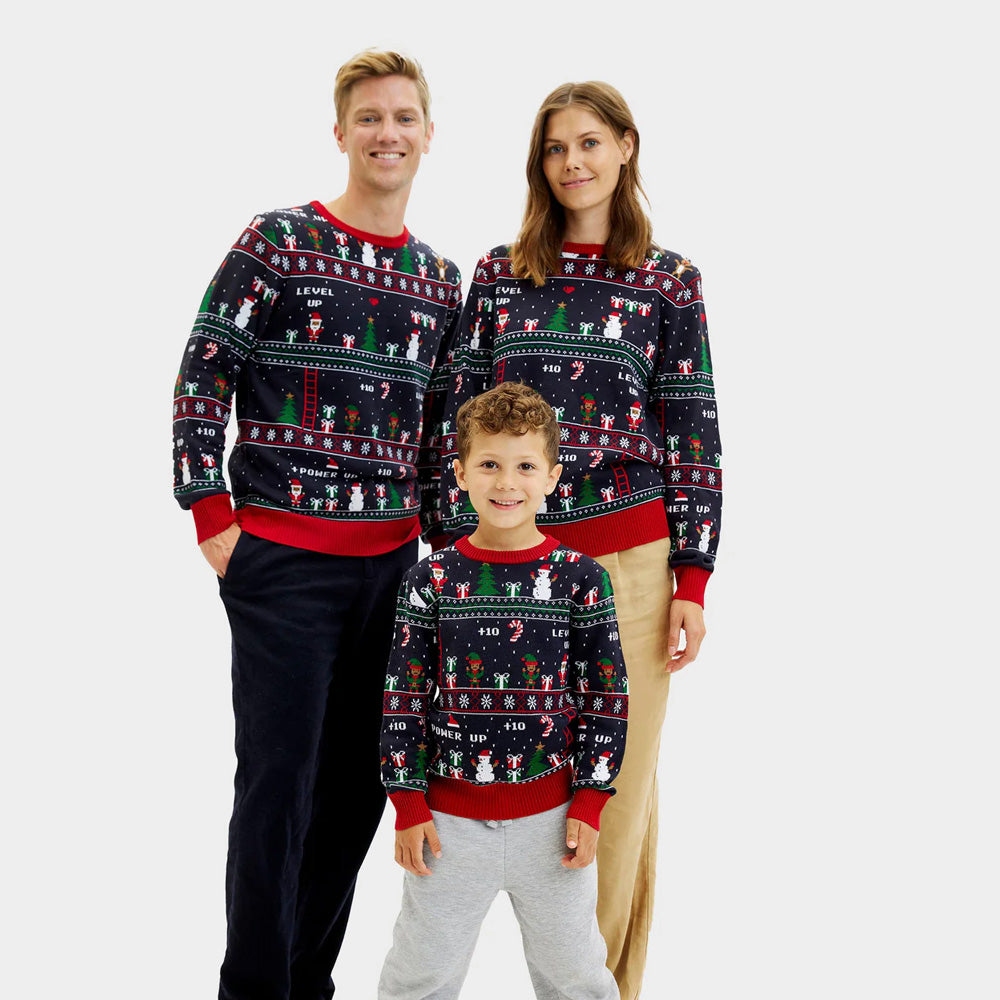 Boys and Girls Ugly Christmas Sweater Vintage Gaming Family
