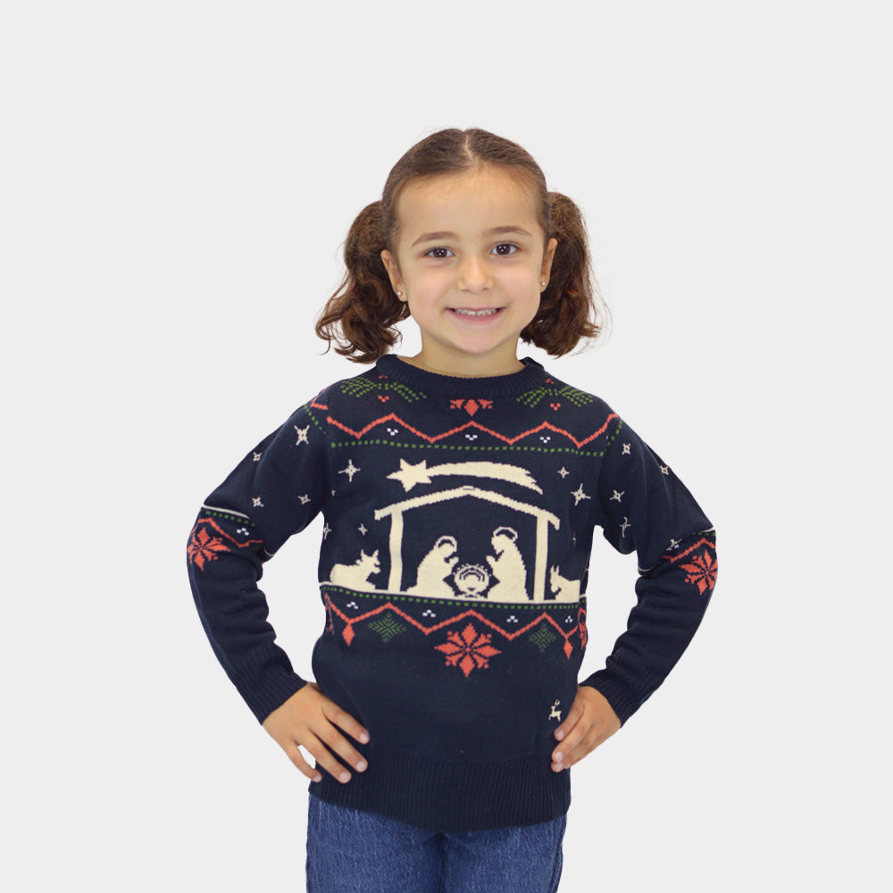 Girls Ugly Christmas Sweater Nativity
