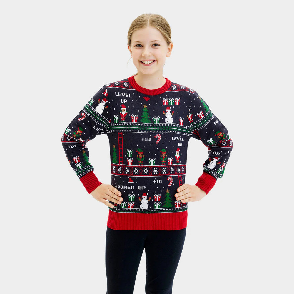 Girls Ugly Christmas Sweater Vintage Gaming

