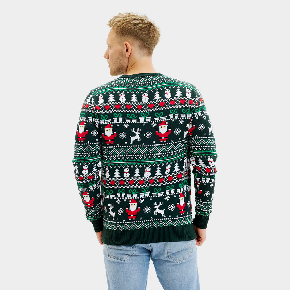 Green Organic Cotton Mens Ugly Christmas Sweater Jolly 
