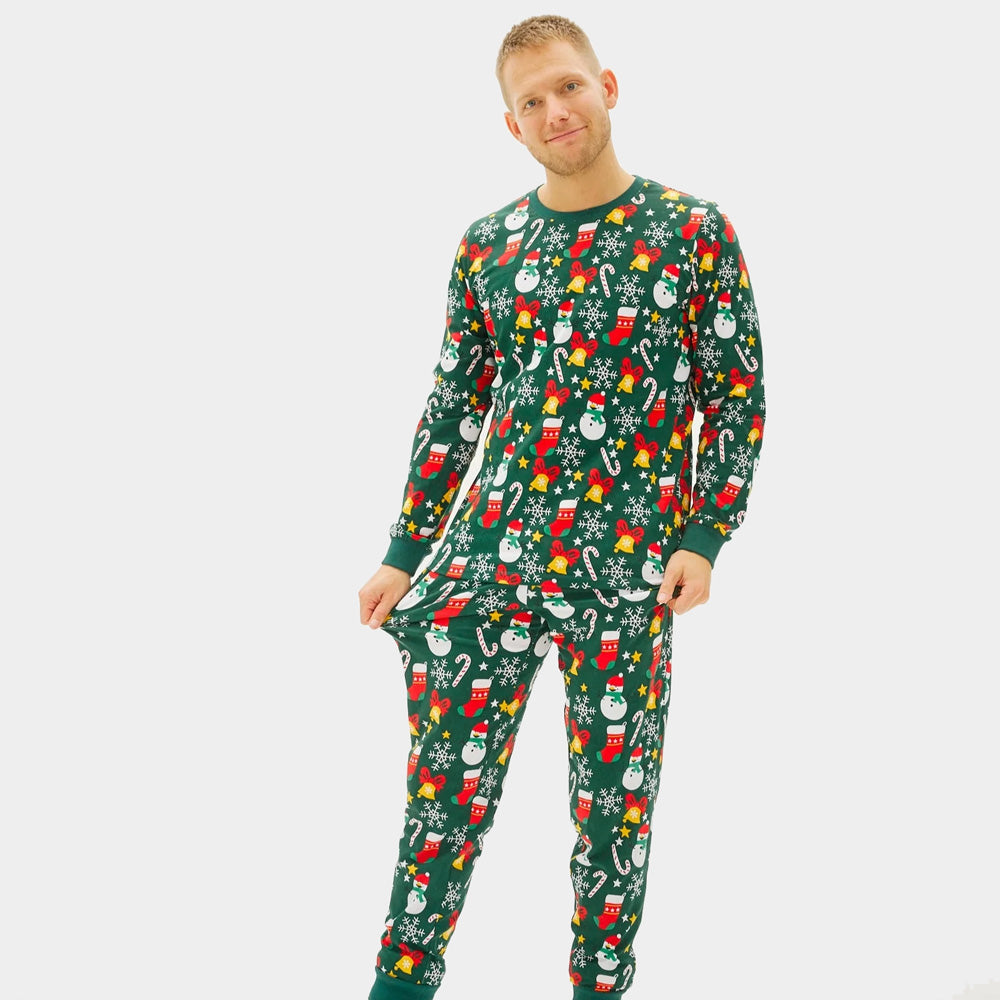 Green Ugly Christmas Pyjama for Men with Christmas motifs