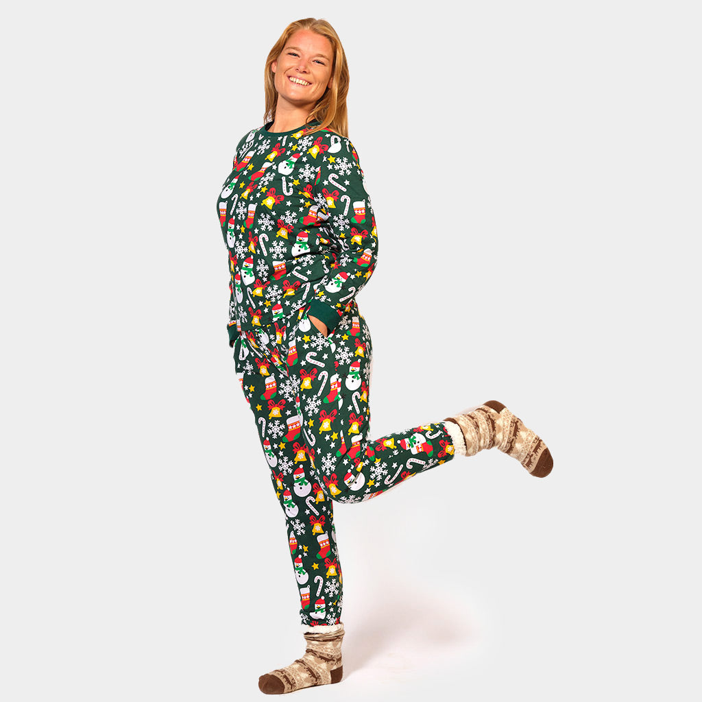 Green Ugly Christmas Pyjama for Women with Christmas motifs