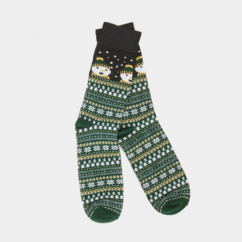 Green Unisex Ugly Christmas Socks avec Snowmen