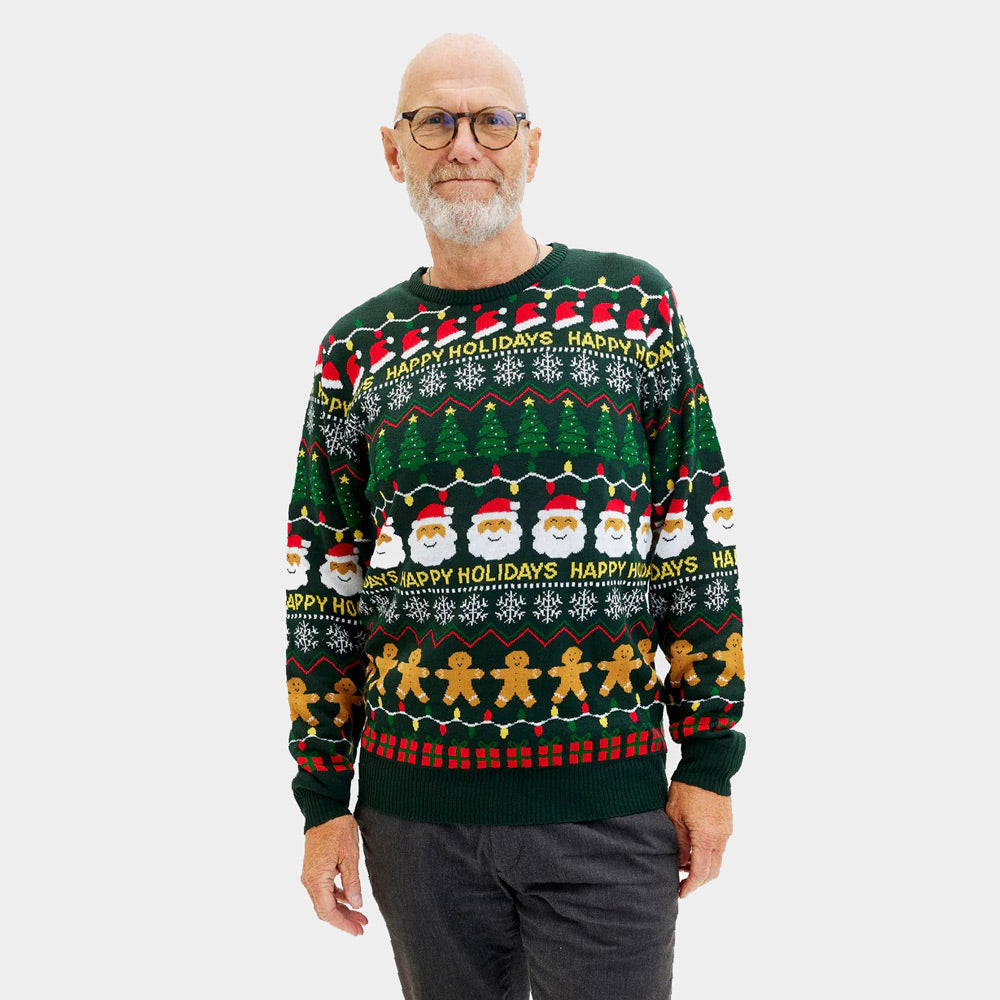 Green Ugly Christmas Sweater Happy Holidays Mens