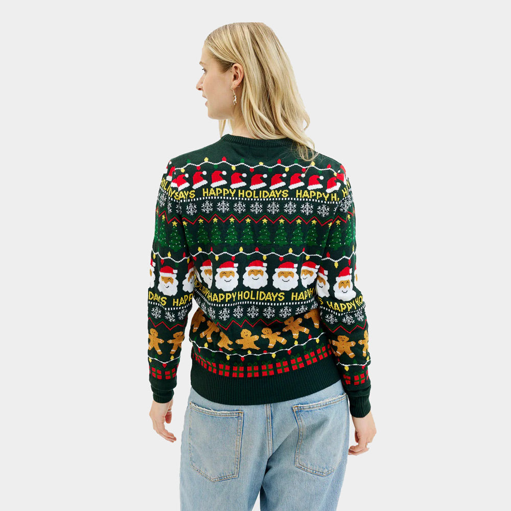 Green Ugly Christmas Sweater  Women's Happy Holidays