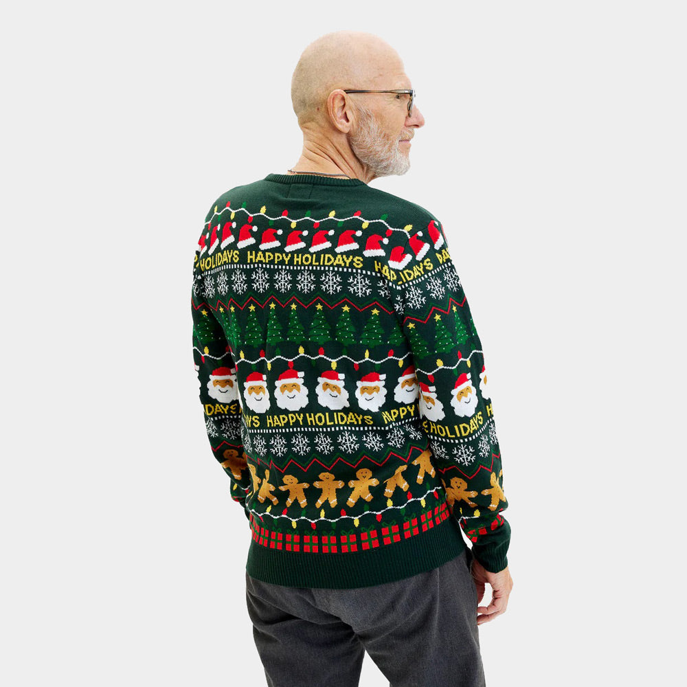 Men s Green Ugly Christmas Sweater Happy Holidays