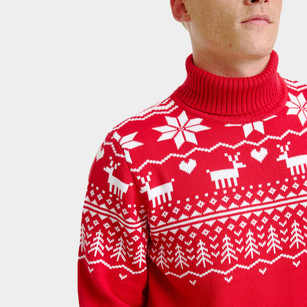 Greenlandish Classy Turtleneck Organic Cotton Mens Ugly Christmas Sweater 
