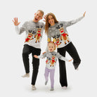Grey Organic Cotton Cute Reindeers Children Ugly Christmas Sweater Family