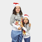 Children Grey Organic Cotton Cute Reindeers Ugly Christmas Sweater