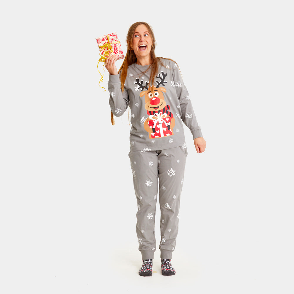 Grey Ugly Christmas Pyjama Womens Family Rudolph the Reindeer