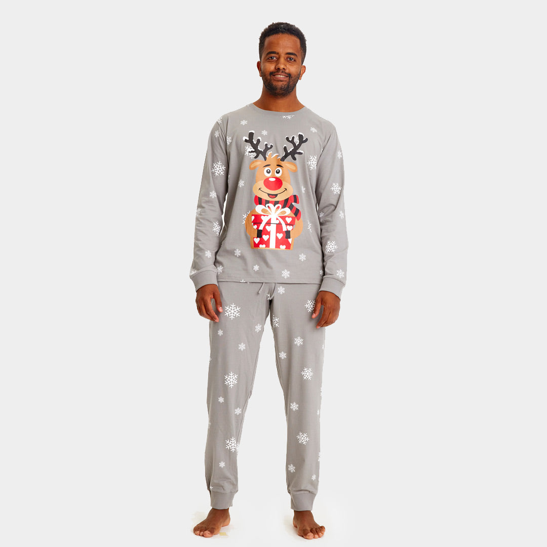 Grey Ugly Christmas Pyjama for Men with Rudolph the Reindeer