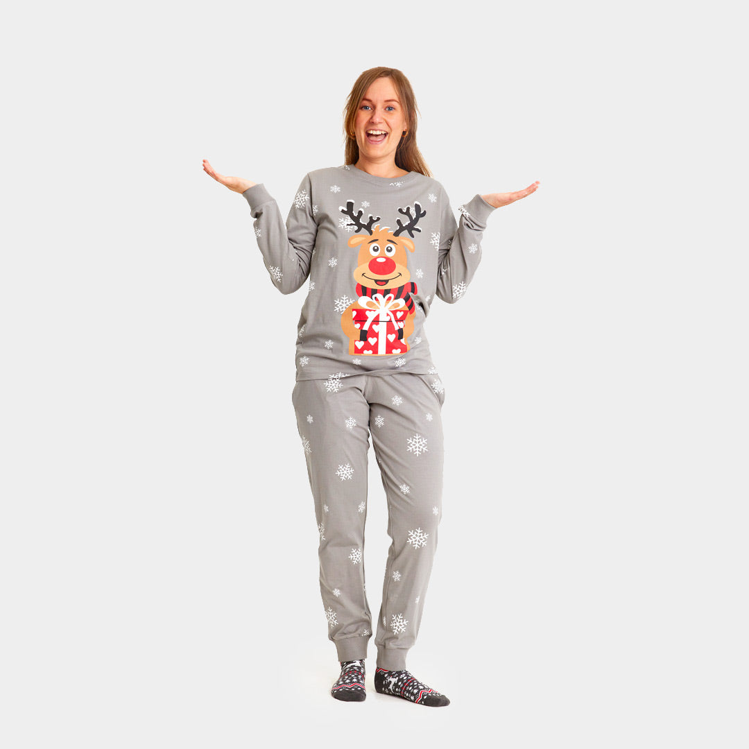 Grey Ugly Christmas Pyjama for Women with Rudolph the Reindeer