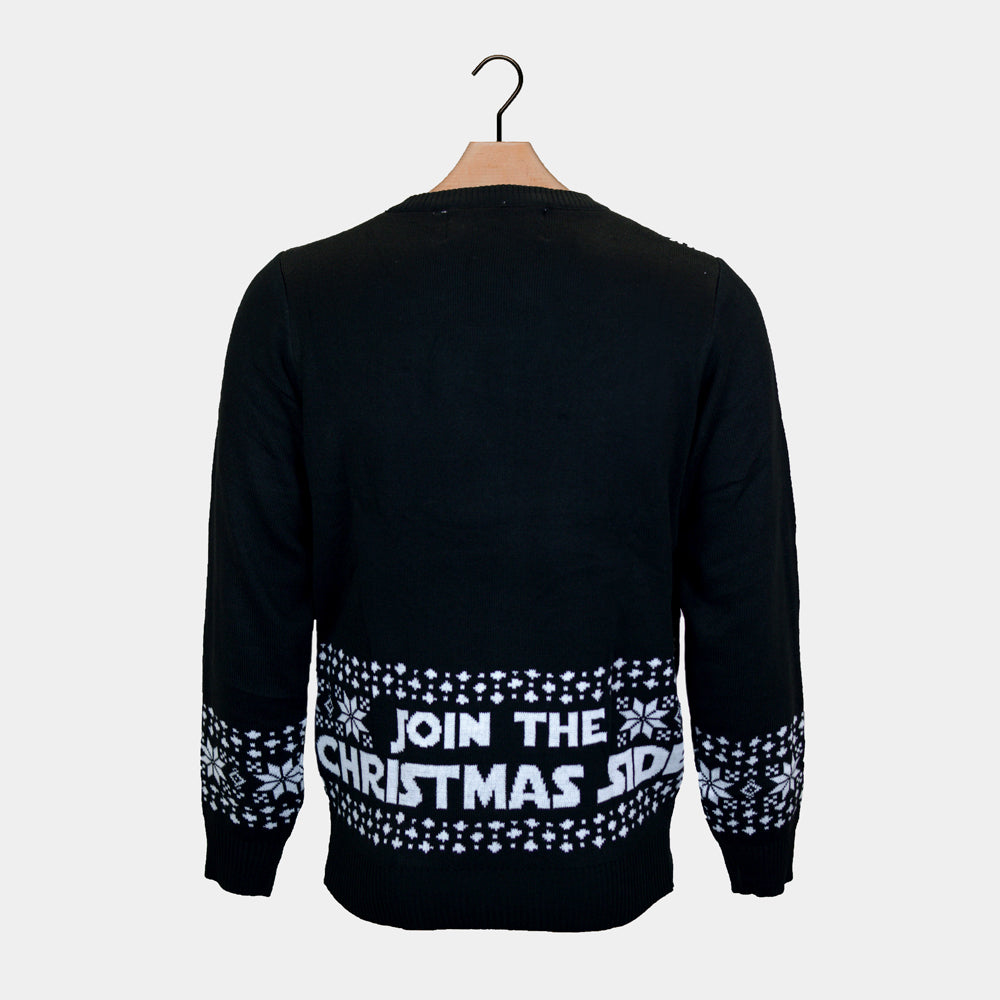 Join the Christmas Side LED light-up Ugly Christmas Sweater Back