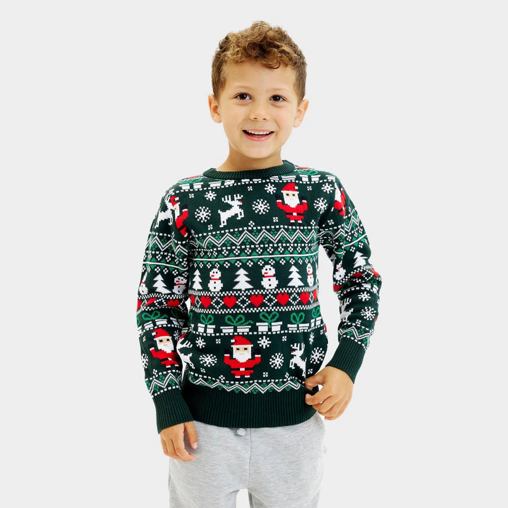 Jolly Green Organic Cotton Boys Ugly Christmas Sweater
