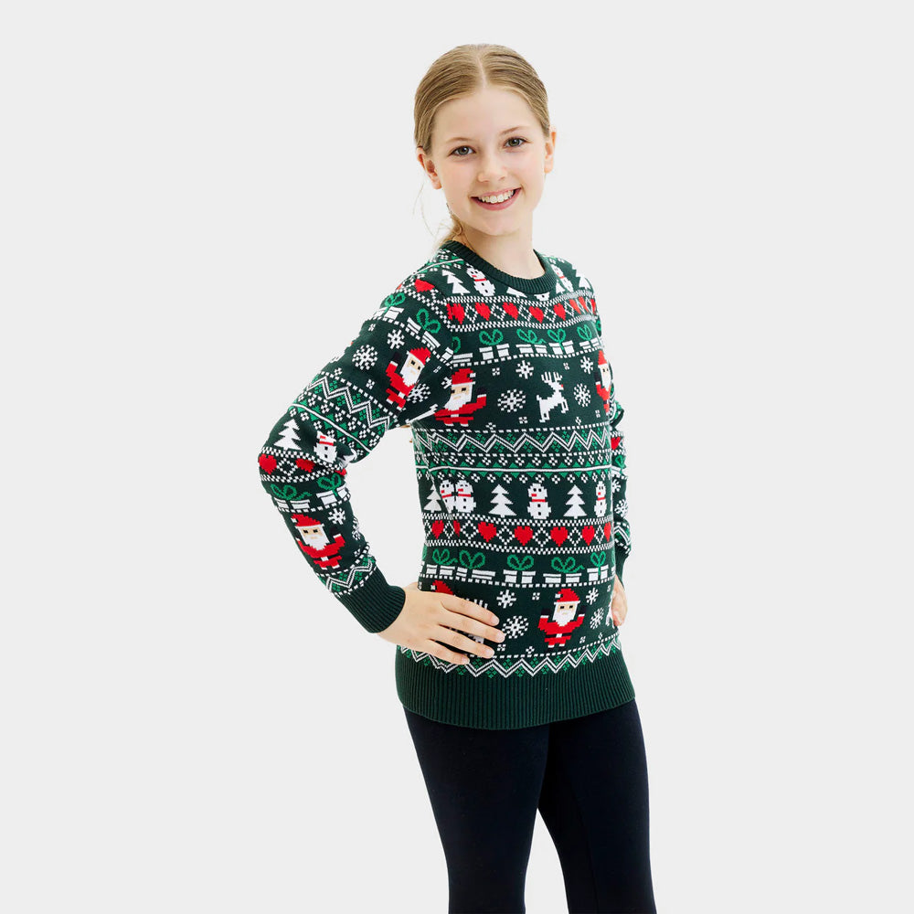 Jolly Green Organic Cotton Family Ugly Christmas Sweater Girl
