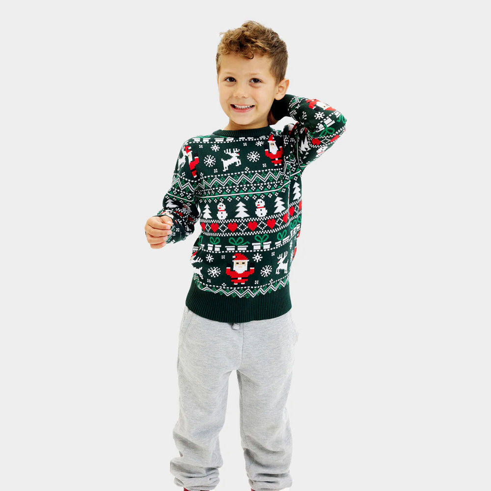 Jolly Green Organic Cotton Boys and Girls Ugly Christmas Sweater

