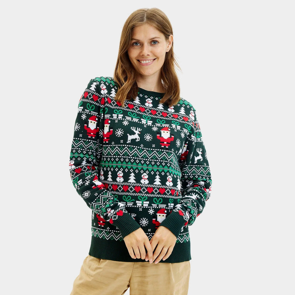 Jolly Green Organic Cotton Womens Ugly Christmas Sweater
