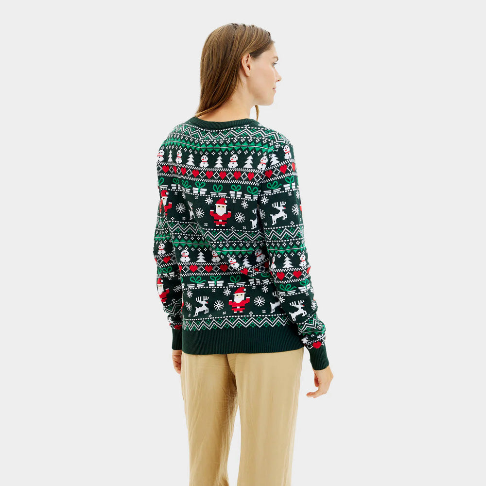Jolly Organic Cotton Womens Ugly Christmas Sweater Green 
