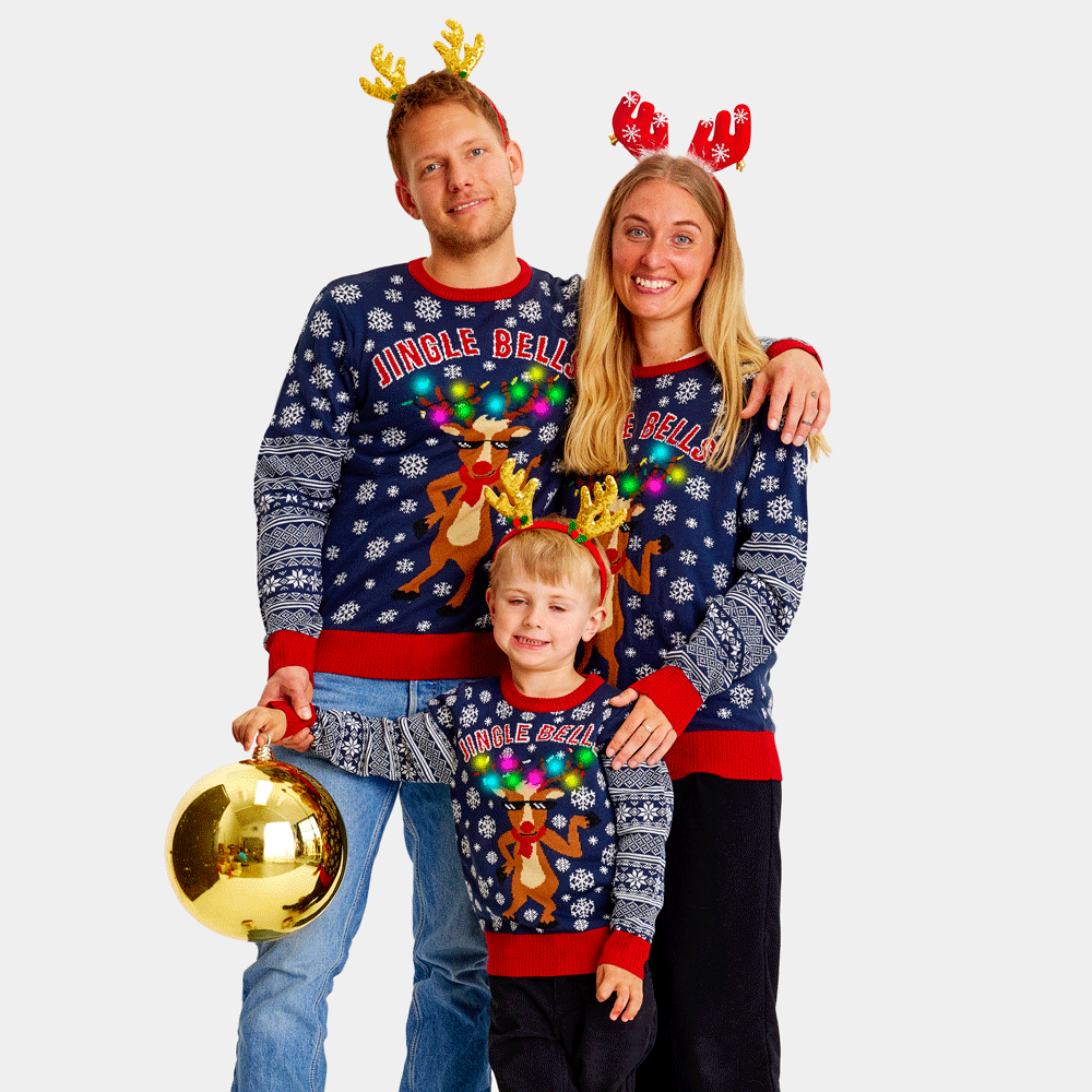 LED light-up Family Ugly Christmas Sweater Jingle Bells