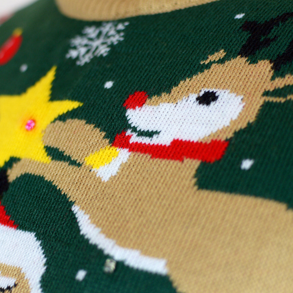 LED light-up Boys Girls Ugly Christmas Sweater Santa Claus in a mess