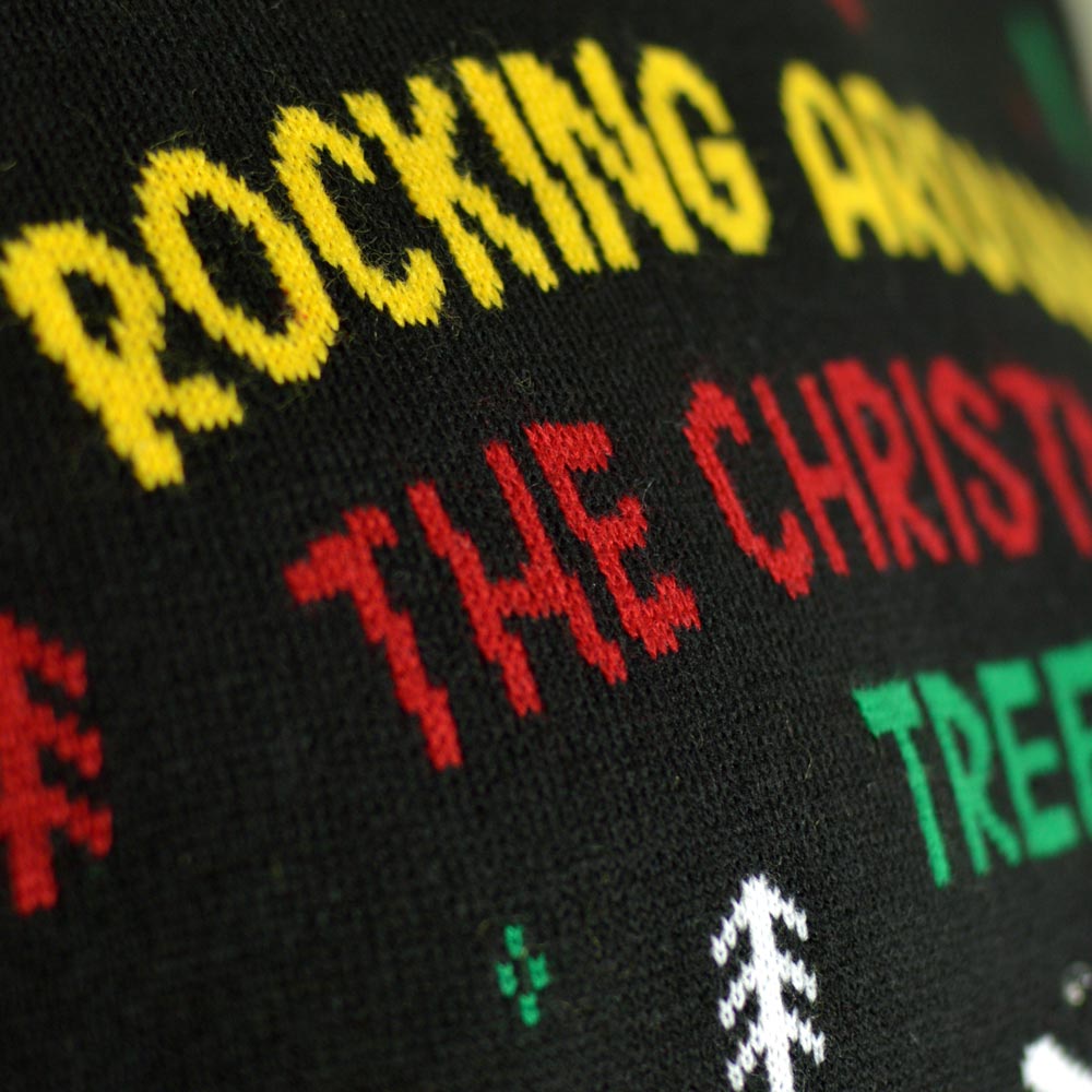 LED light-up Couple's Ugly Christmas Sweater Santa Rocker detail