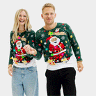 LED light-up Mens Womens Ugly Christmas Sweater Santa Claus in a mess