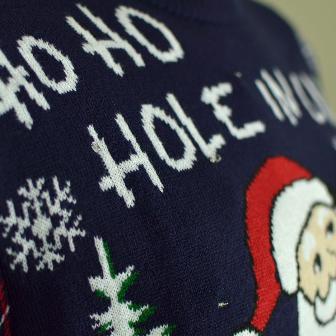 LED light-up Ugly Christmas Sweater Santa playing Golf
